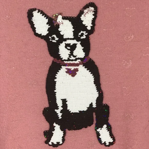 Kid’s Pullover With Sequined French Bulldog & Faux Front Tie - Picture 5 of 13